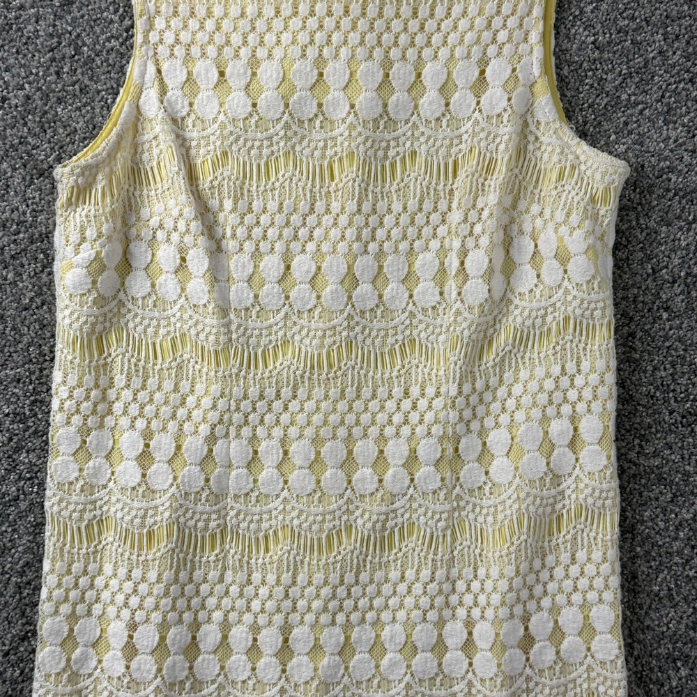 Jessica Howard Yellow White Lace Shift Dress Sleeveless Petite 10P - Picture 7 of 12